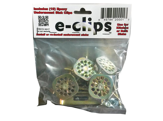 PREMIUM Epoxy Sink Clip Kits (10-pack) to install or re-install fallen kitchen or bath sinks made of any type of material