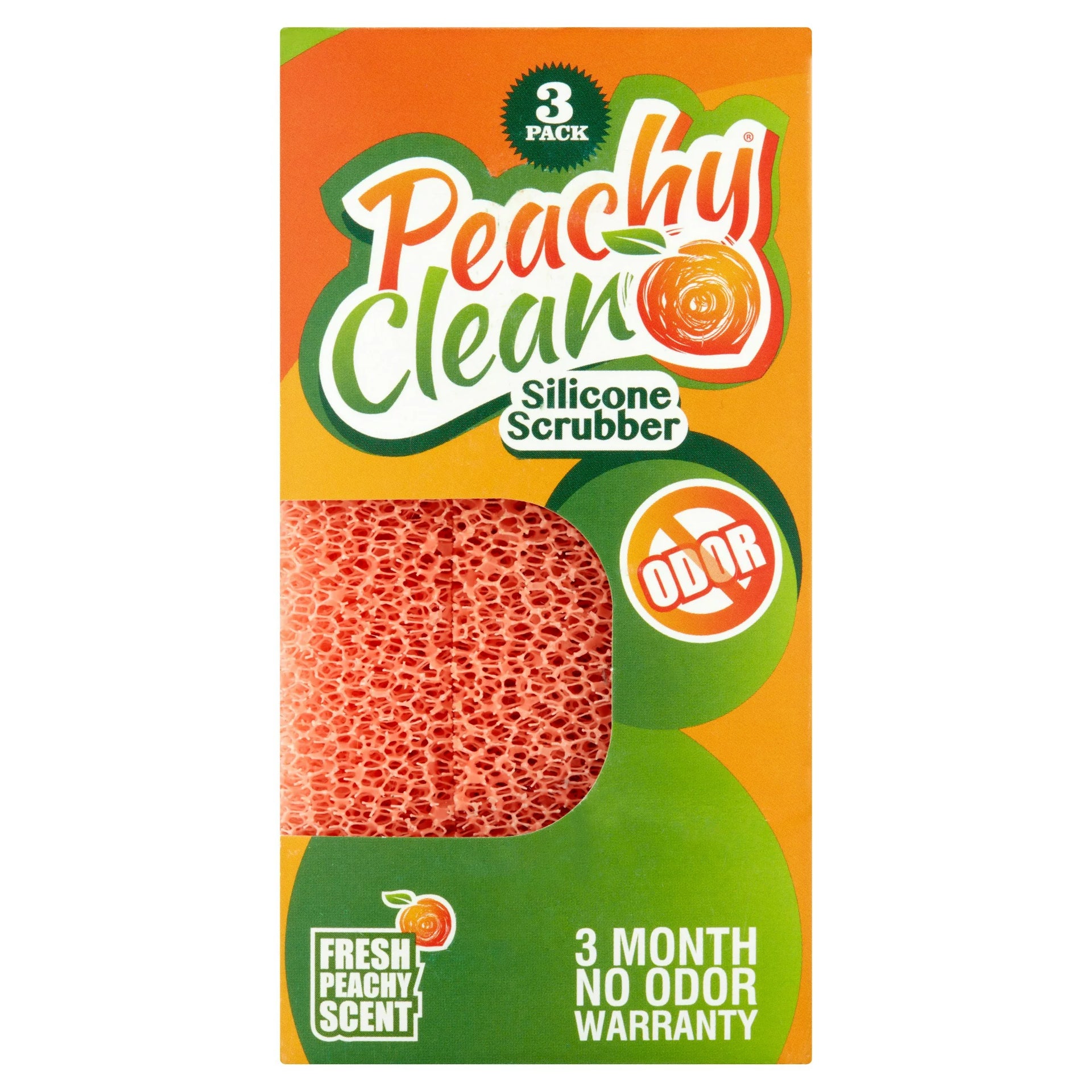 Peachy Clean Silicone Kitchen Dish Scrubber - Peach Scented Scrubbing –  Handy Housewares